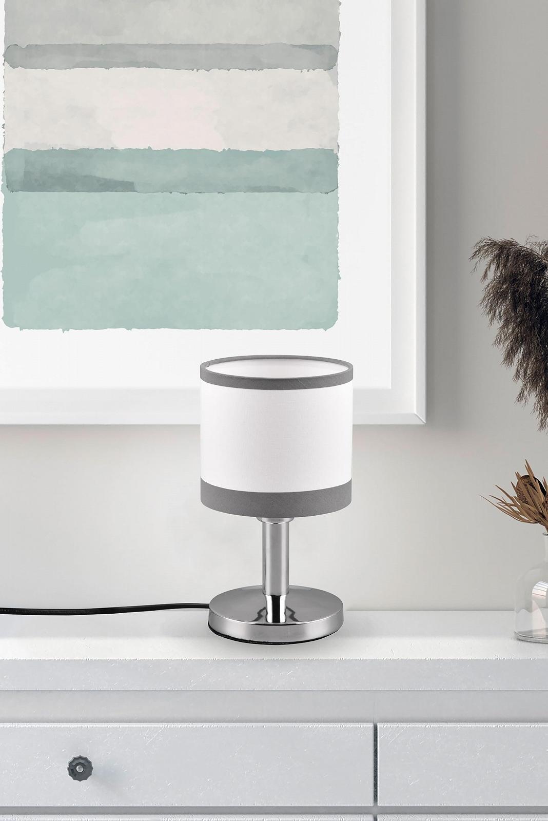 Настільна лампа Davis Modern On/Off Touch Fabric Shade Excl. 1 x E14 Max. 10 Вт Ø12 см 22 см Metal Chrome, фото №3