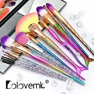 Набор кистей для макияжа Dolovemk Mermaid, синтетические, для основы, пудры, румян, теней для век, кабуки, инструменты для контура глаз synthetic.ua - Фото 1
