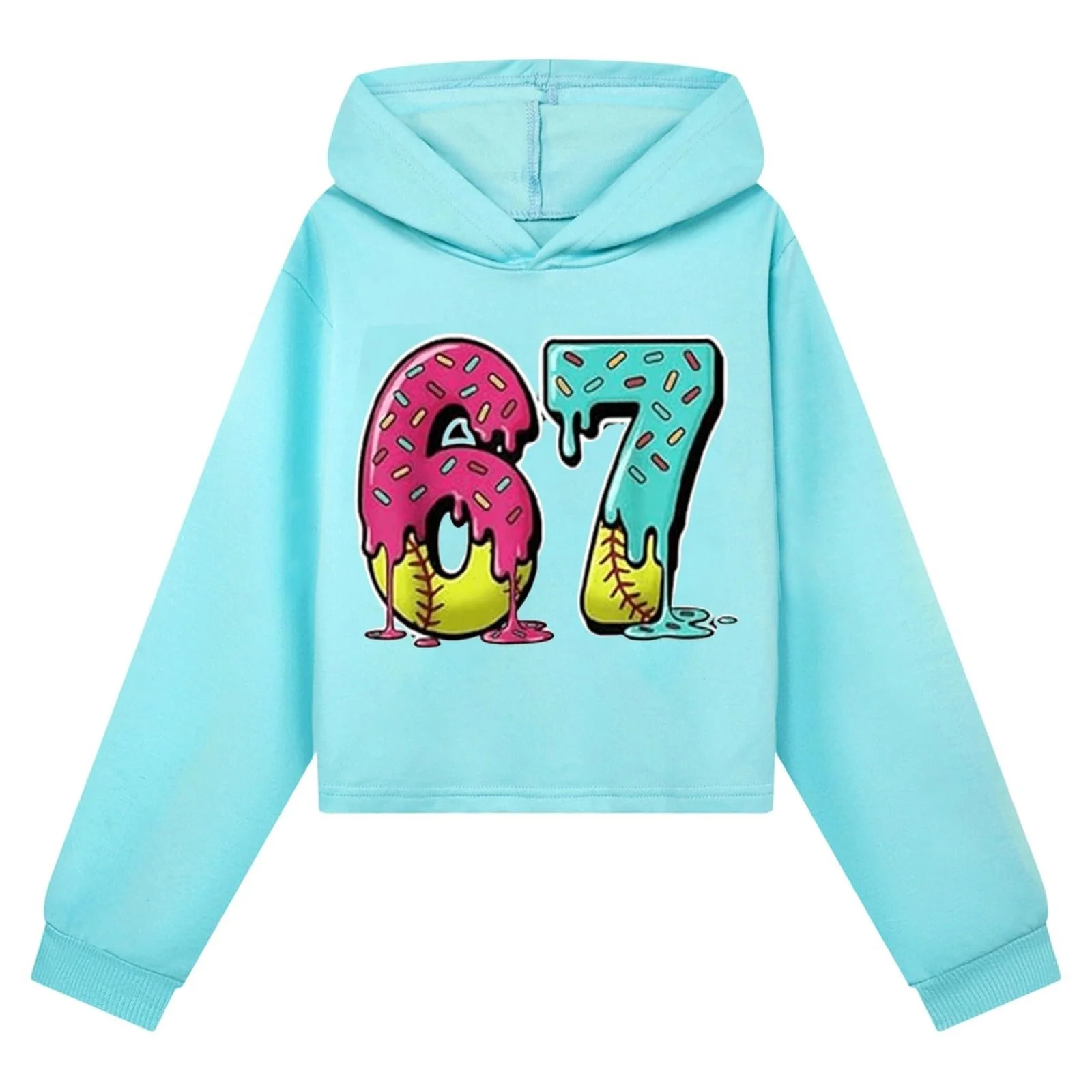 Худи Meme Six Seven 67 для девочек, с длинными рукавами и капюшоном, с принтом 67, повседневный свитшот свободного кроя для активного отдыха, уличная одежда для мальчиков и девочек, модная повседневная куртка, фото №1
