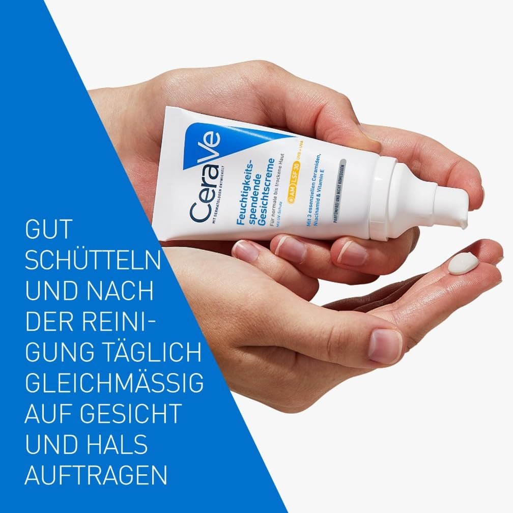 Крем для обличчя CeraVe Feuchtigkeitsspendende Gesichtscreme SPF 30 для нормальної та сухої шкіри з керамідами, гіалуроновою кислотою та ніацинамідом, фото №8