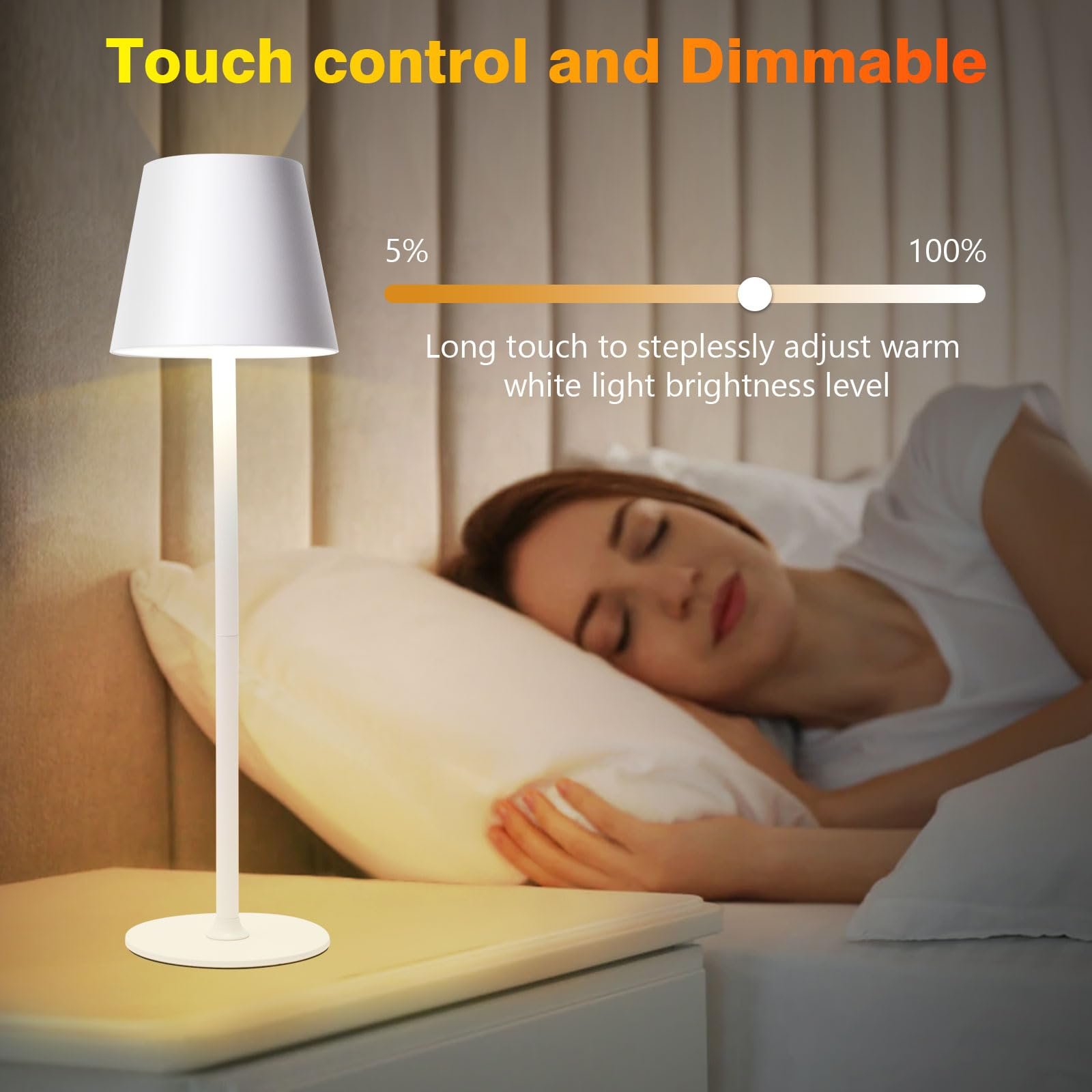 Настільна лампа LED акумуляторна бездротова з димуванням 2700 К - 6000 К USB IP54 Біла, фото №3