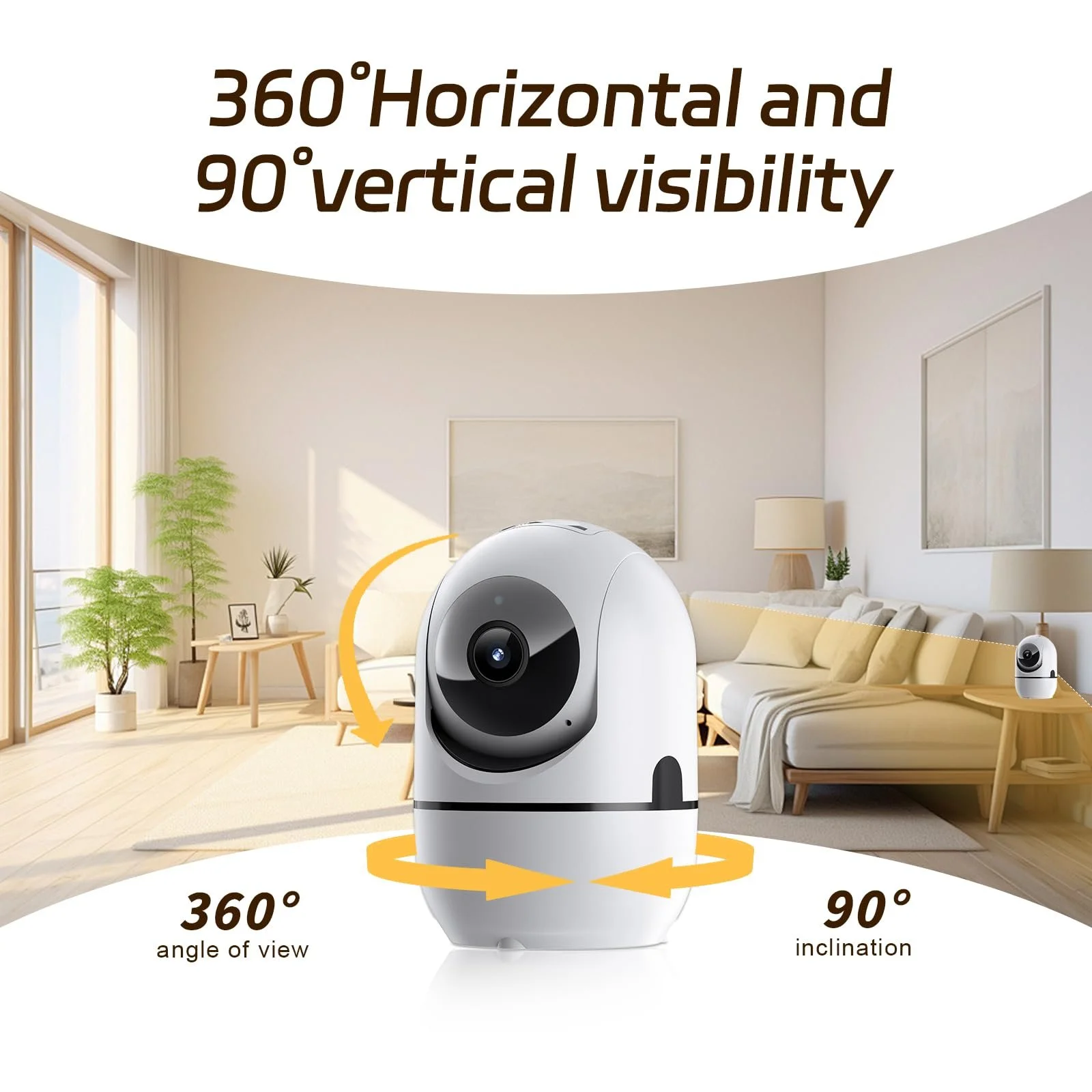 Камера відеоспостереження 5G/2.4G WiFi 360° Baby Monitor Motion Sensor 2-Way Talk Night Vision TF, фото №6