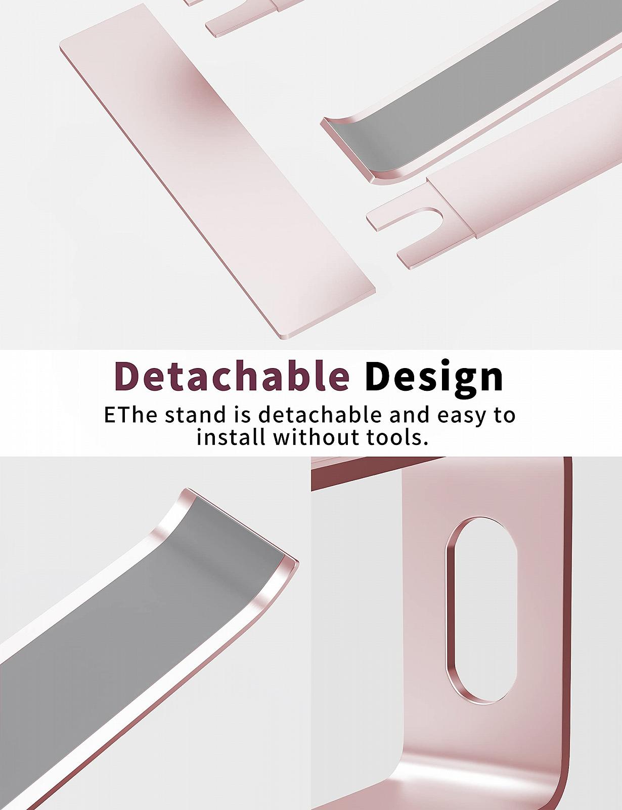 Підставка для ноутбука ALASHI, алюмінієва, ергономічна підставка для ноутбука, знімна металева підставка для ноутбука, підтримка ноутбуків від 10 до 15.6 дюймів, сіра, фото №4