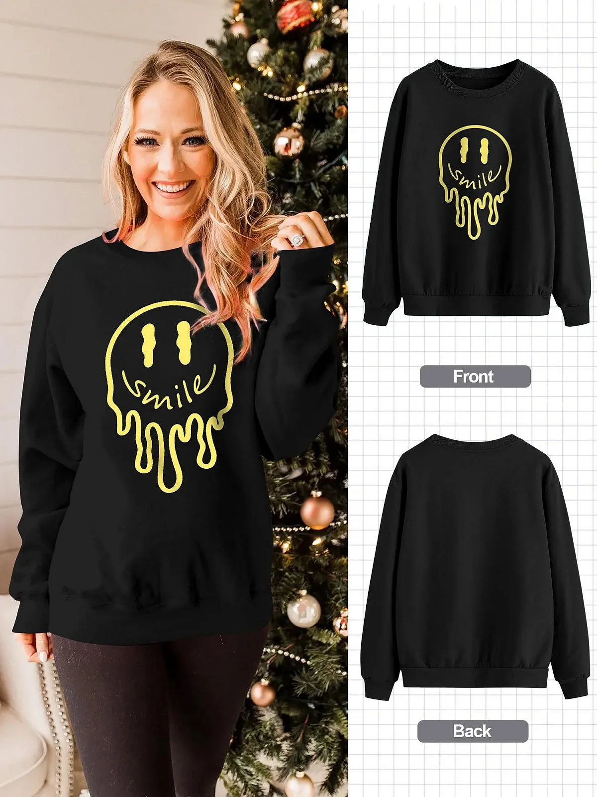Женский Свитшот Dresswel Осень-Зима Круглый вырез Длинный рукав Принт Smile Хлопок, фото №3 Женский Свитшот Dresswel Осень-Зима Круглый вырез Длинный рукав Принт Smile Хлопок, фото №3