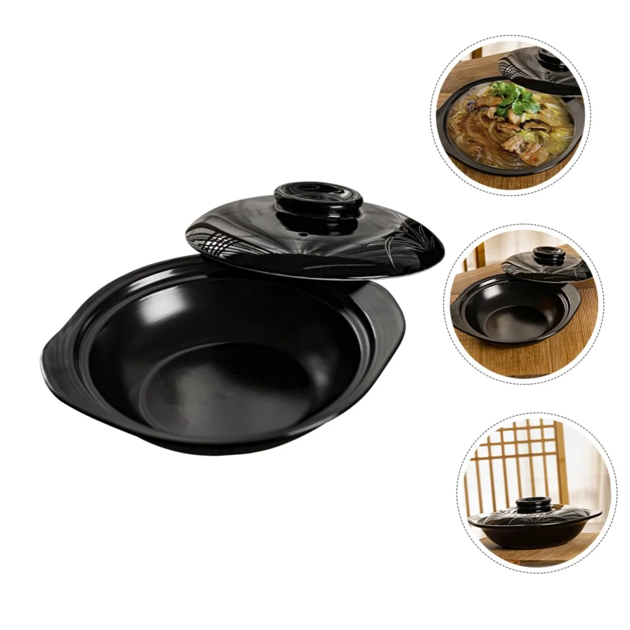 Кастрюля Ciieeo терракотовая ручной работы с крышкой термостойкая плоская, фото №9