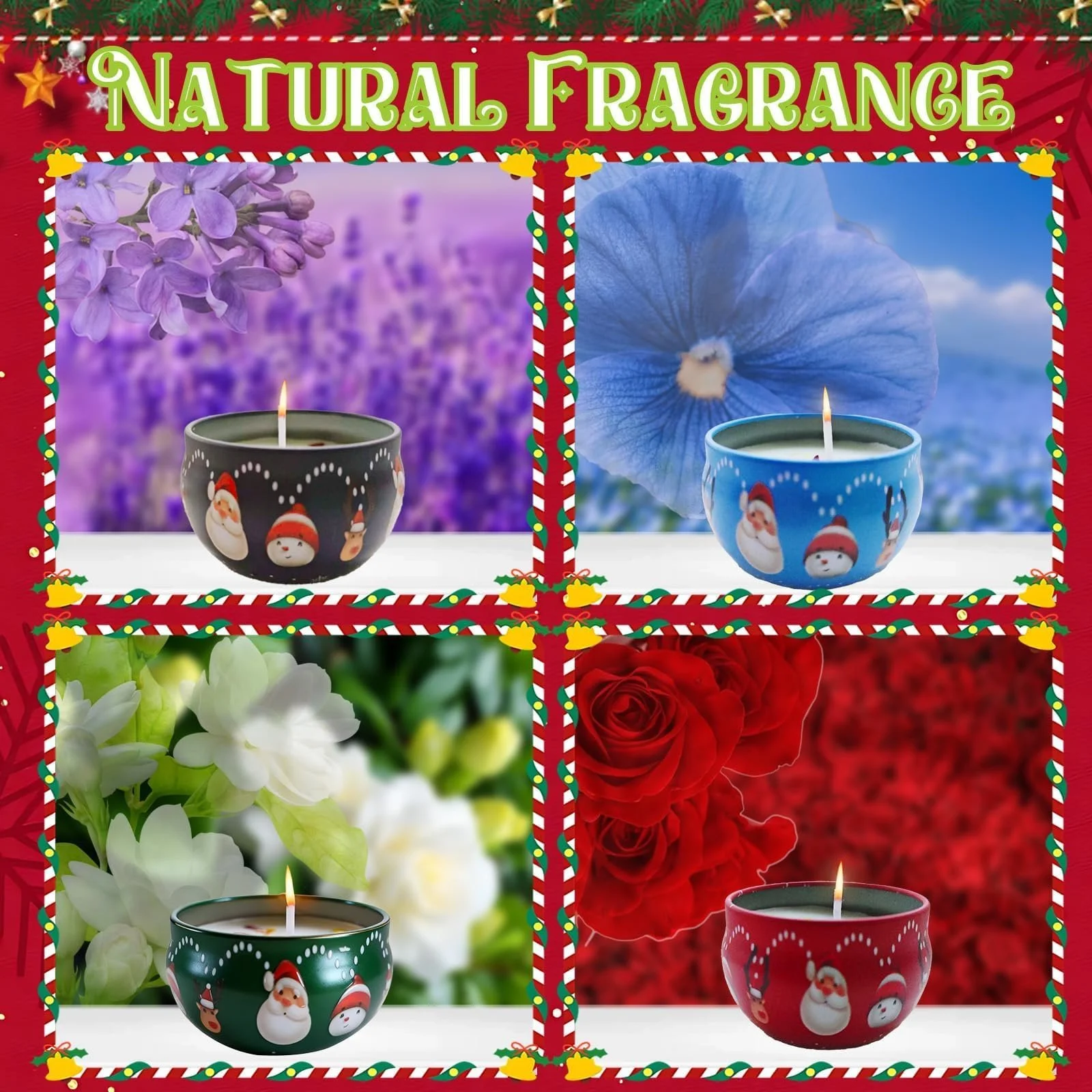 Набір Крем для рук Ароматична свічка Подарунковий набір 4 штуки Ароматичні свічки Різдво + 5 шт, фото №4