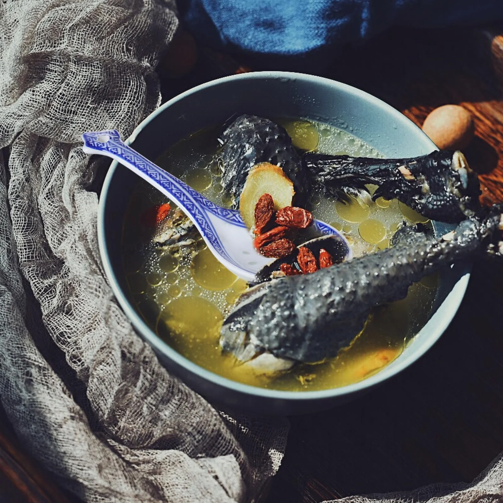 Велика порцелянова супова ложка з довгою ручкою Традиційна азіатська, фото №6 Велика порцелянова супова ложка з довгою ручкою Традиційна азіатська, фото №6