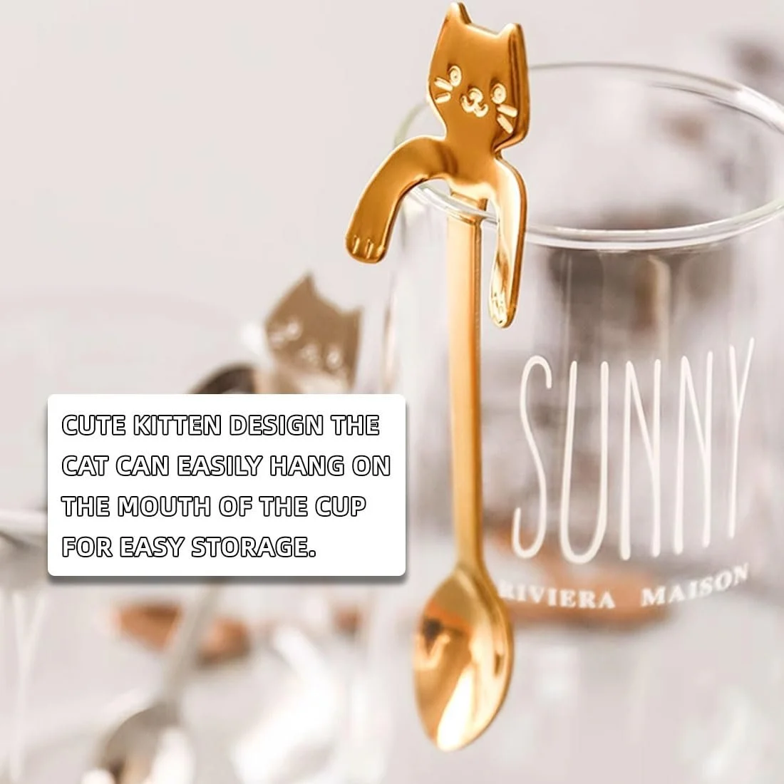 Ложка для кави з нержавіючої сталі Cat, 4 шт, фото №4