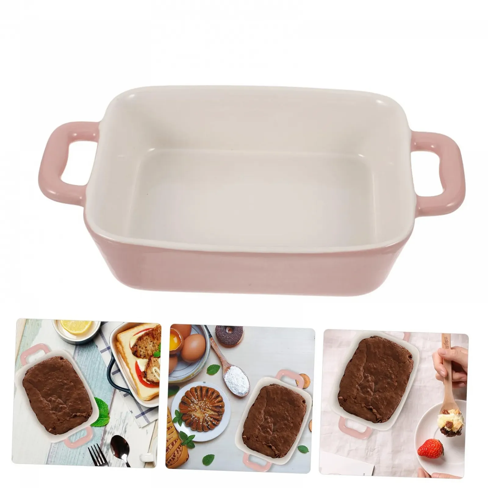 Форма для запікання Ciieeo керамічна прямокутна з антипригарним покриттям Рожева, фото №8