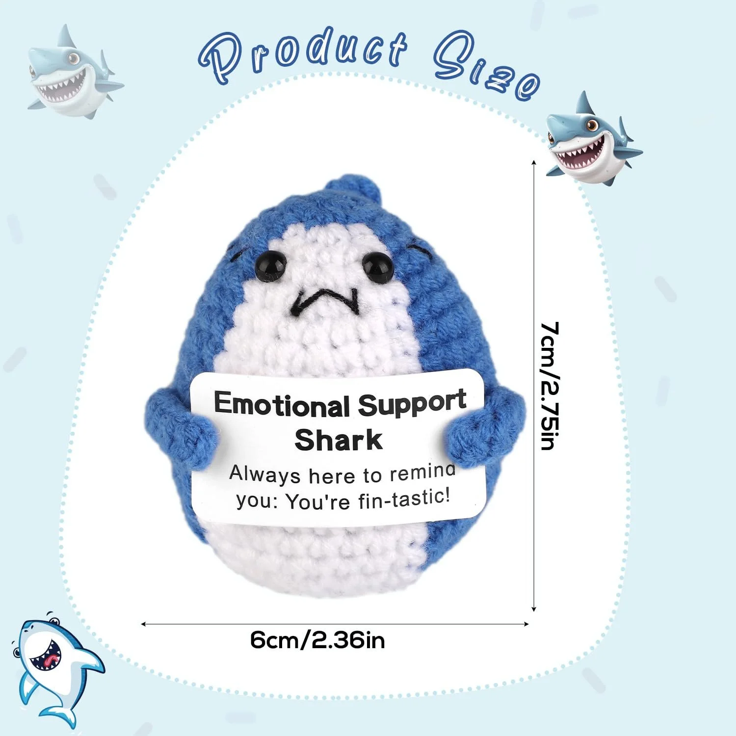 TOYMIS Positive Shark Crochet Doll Вязаная игрушка акула 6x7 см, фото №2 TOYMIS Positive Shark Crochet Doll Вязаная игрушка акула 6x7 см, фото №2
