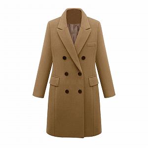 Пальто Yowablo Зимове з лацканами Вовняне Довге - Фото 1