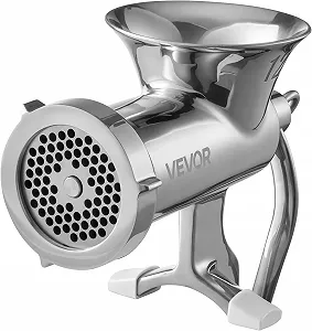 М’ясорубка ручна VEVOR N12 / Нержавіюча сталь 304 / Настільне кріплення / 2 диски для фаршу / Насадки для ковбас і печива / Серебриста - Фото 1