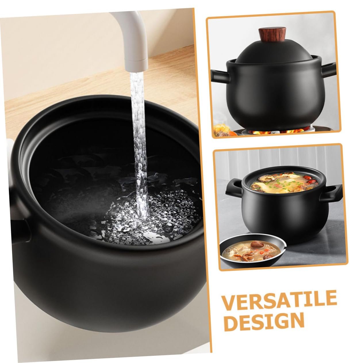 Кастрюля для запекания керамическая VALICLUD для газовой плиты с крышкой, фото №5