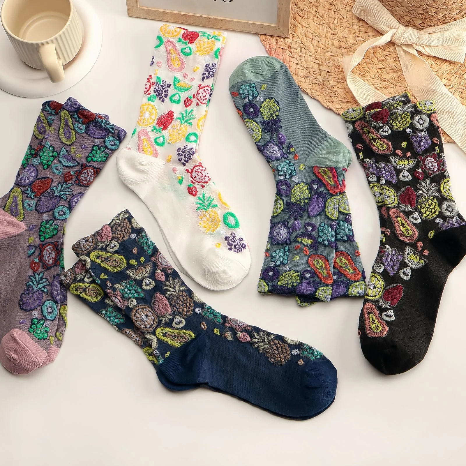 Жіночі шкарпетки з барвистим вінтажним квітковим візерунком 35-42, фото №2