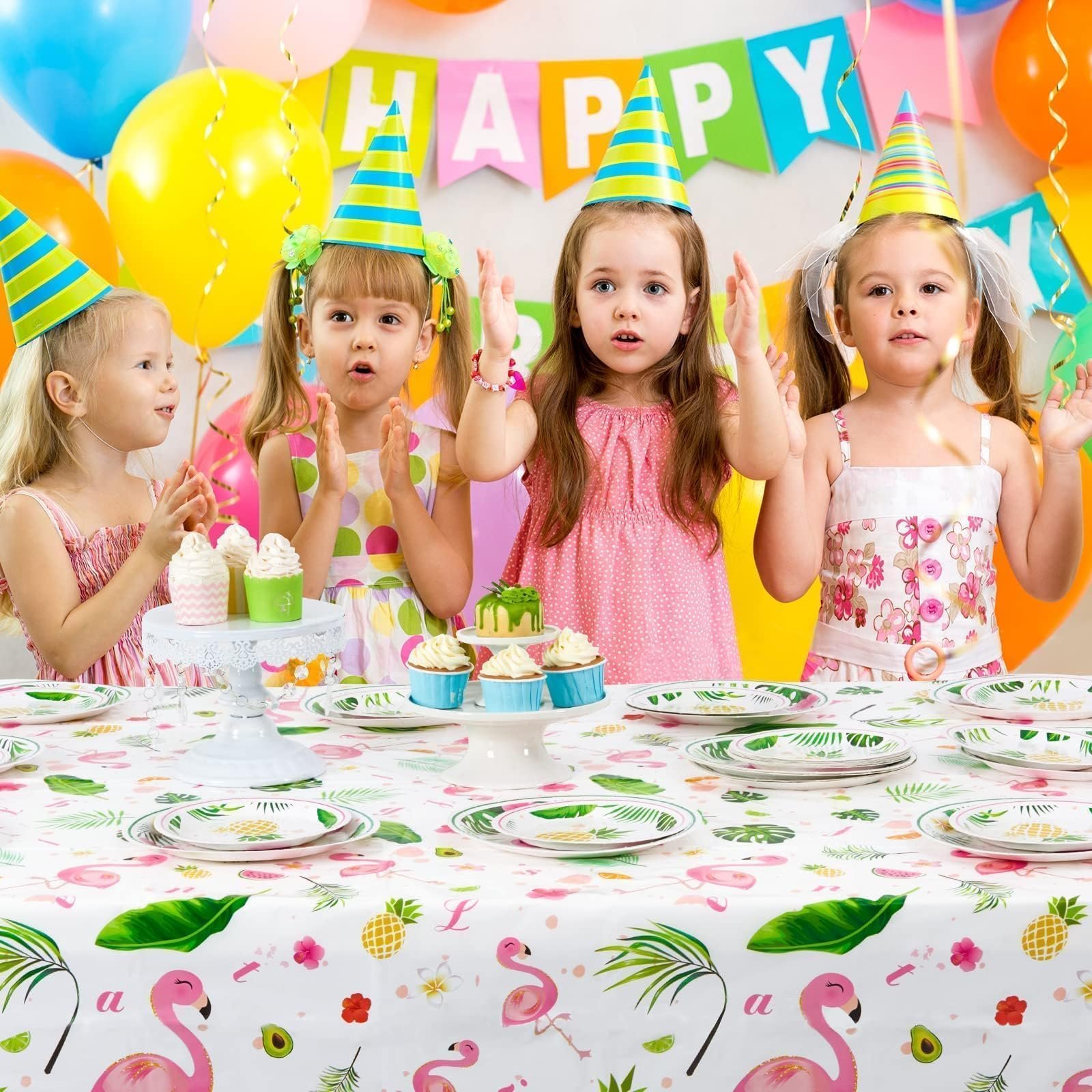 Скатерть WERNNSAI Flamingo Birthday Decoration 274 x 137 см, фото №5