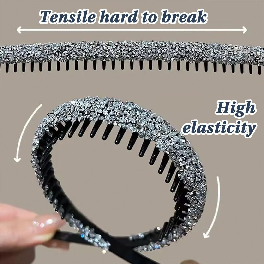 Набор обручей для волос со стразами, 4 шт., фото №3
