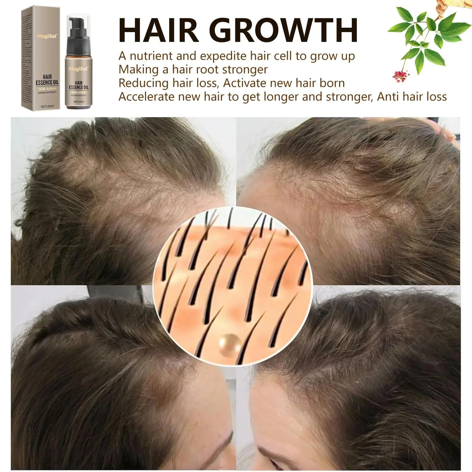 Сироватка для росту волосся Імбир Екстракт імбиру 30 мл, фото №4