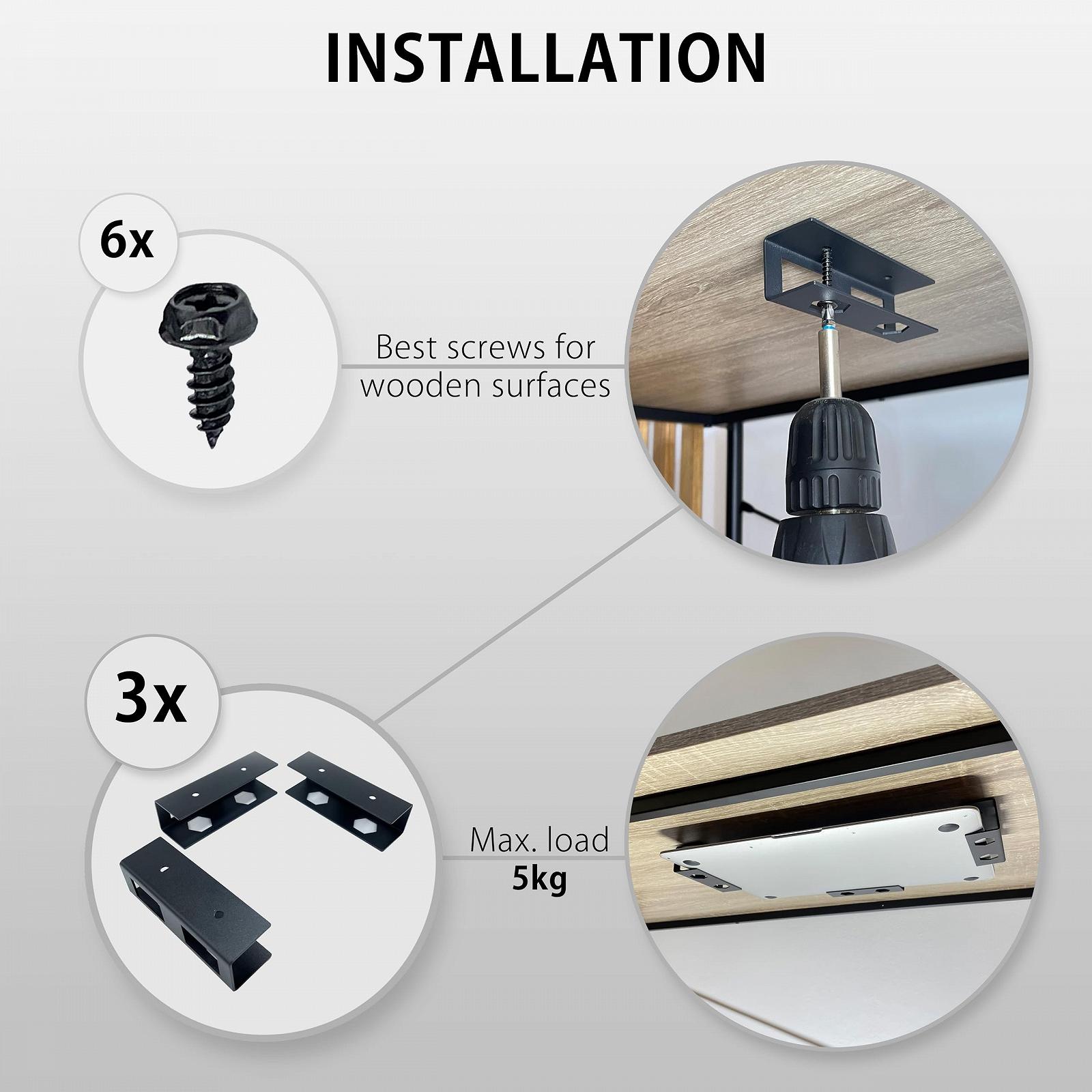 Тримач для ноутбука MyGadget металевий під стіл [Макс. товщина 30 мм] з силіконовим захистом від подряпин Чорний, фото №3