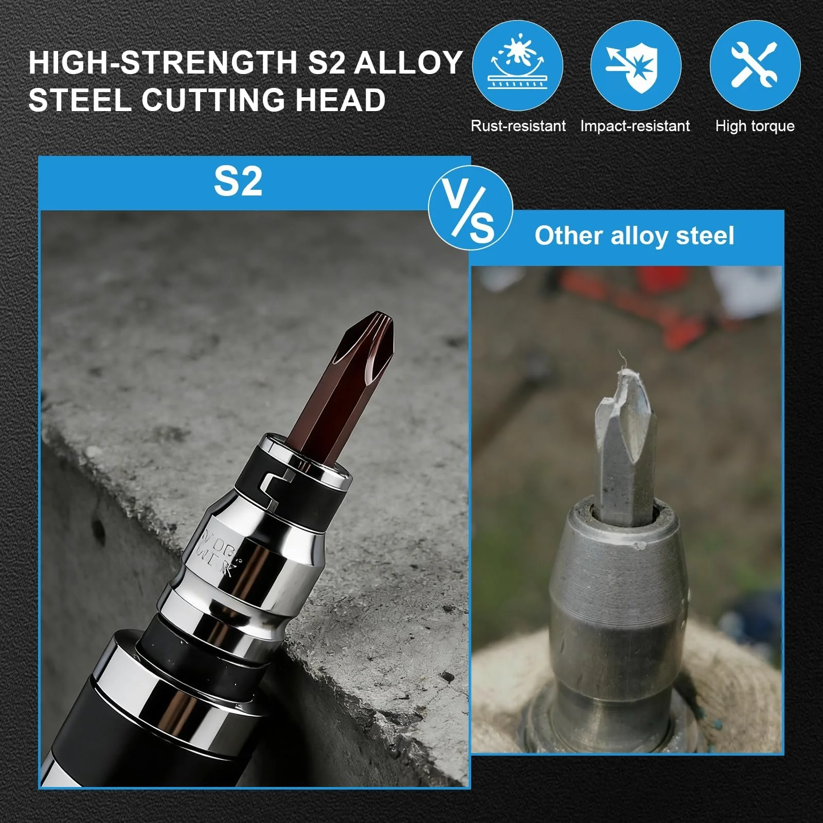 Набір ударних викруток 1/2 дюйма 12 шт., фото №5