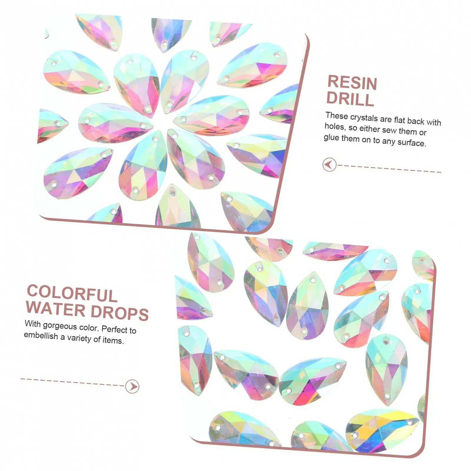 Стрази FRCOLOR Краплеподібні Плоскі 100 штук Камені для шиття Коштовності Кришталеві Плоскі, фото №7
