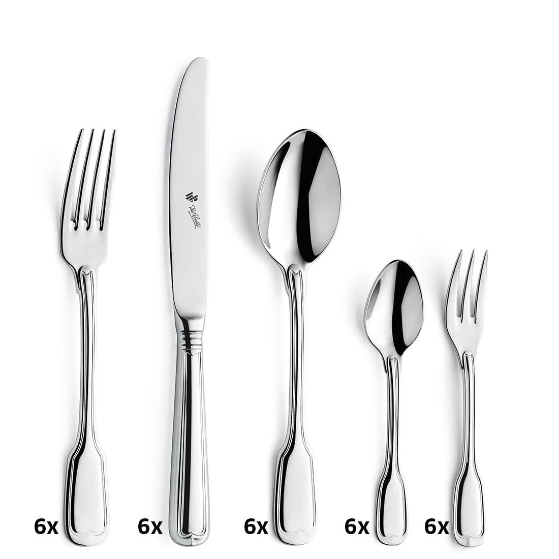 Набір столових приборів Paul Wirths Augsburger Faden 9800 для 6 осіб, 30 предметів, полірована нержавіюча сталь, фото №3