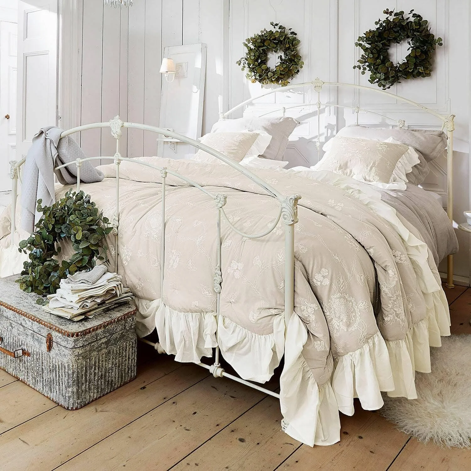 Покрывало Loberon Clarissa Цветочная вышивка Серый, фото №3