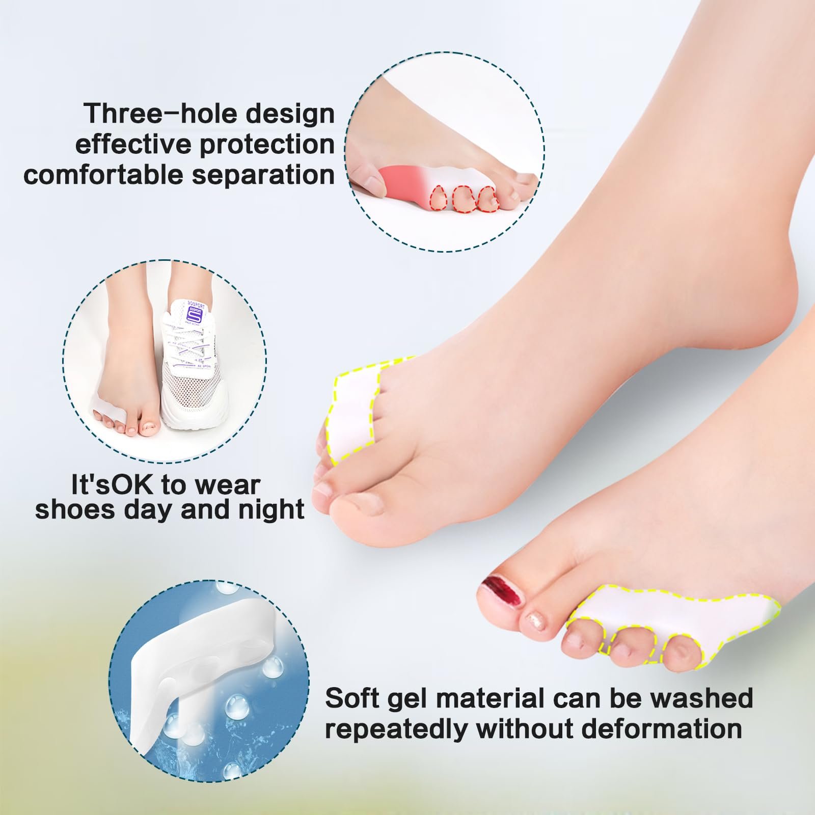 Роздільник для мізинців, 6 шт. Гелевий, знімає тиск і біль у мізинцях, фото №3 Роздільник для мізинців, 6 шт. Гелевий, знімає тиск і біль у мізинцях, фото №3