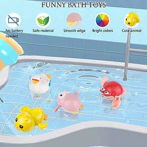 Игрушки для ванны Заводные игрушки для купания 4 штуки Пингвин, Утка, Краб, Лебедь synthetic.ua - Фото 1