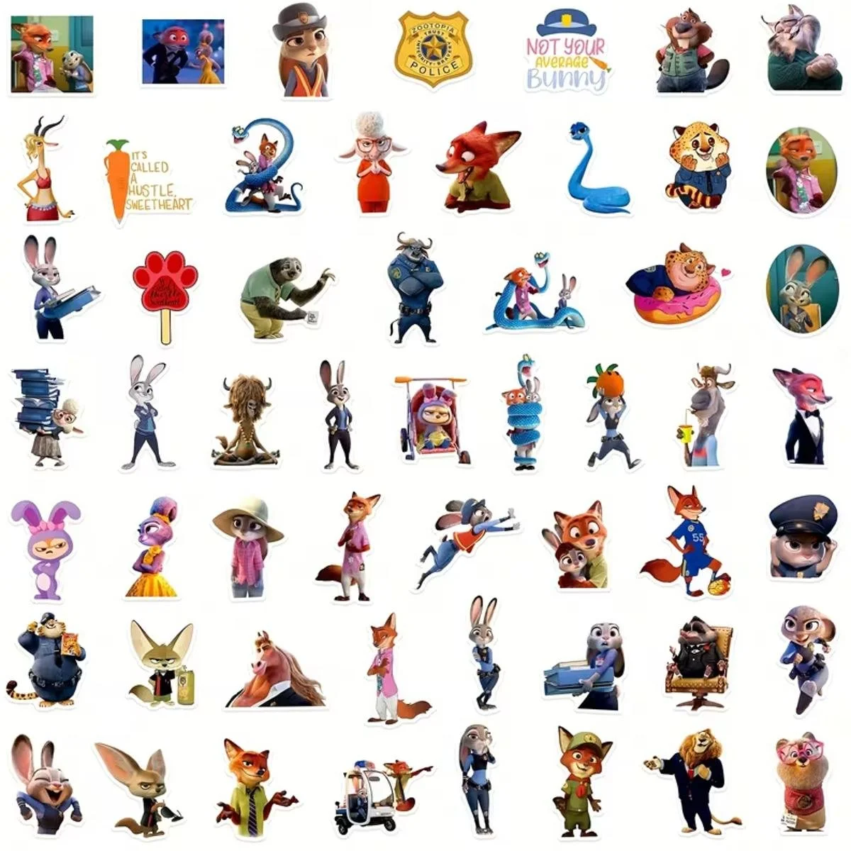 Стікери зоотрополіс zootopia Джуді та Нік вінілові стікери, наклейки для ноутбука, на телефон стікерпак наклейки набір наклейок 55 шт, фото №8