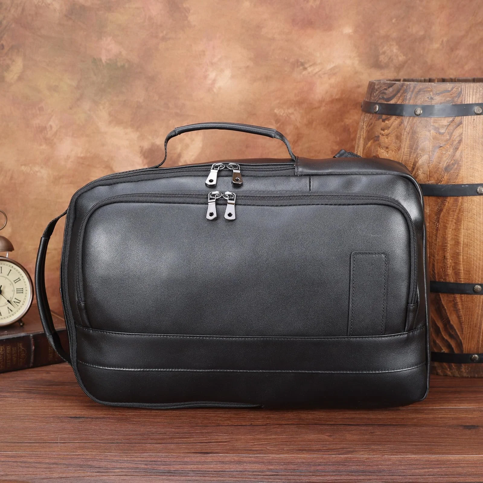 Рюкзак дорожный TIDING Men's Leather для ноутбука 15.6 Inch Brown, фото №9