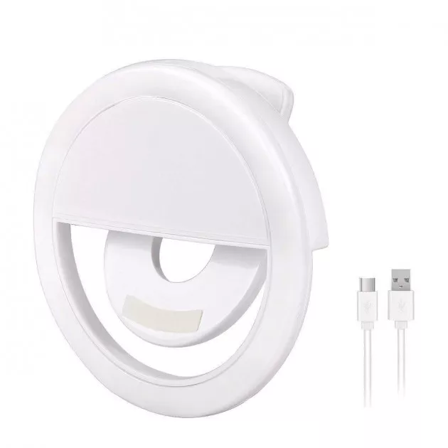 Светодиодное селфи кольцо Selfie Ring Light с USB зарядкой Белый, фото №10