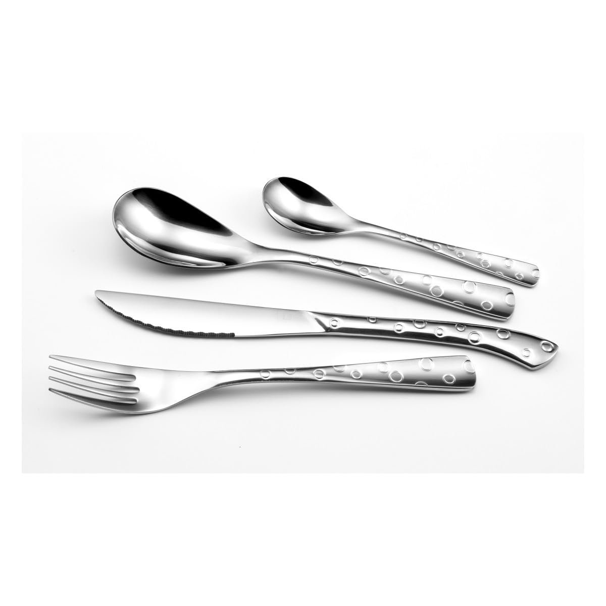 Набор столовых приборов Amefa FLOCON с гравировкой Soap Bubble на 6 персон Блестящая нержавеющая сталь 24 штуки, фото №2 Набор столовых приборов Amefa FLOCON с гравировкой Soap Bubble на 6 персон Блестящая нержавеющая сталь 24 штуки, фото №2