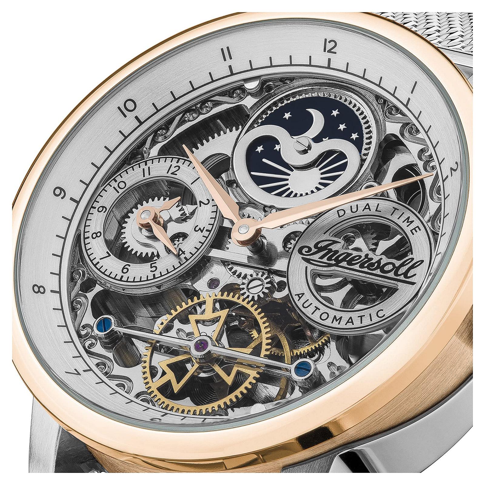 Часы Ingersoll The Jazz Мужские Автоматические Лунная Фаза 42 мм Скелетон Циферблат Миланский Сетчатый Ремешок, фото №2 Часы Ingersoll The Jazz Мужские Автоматические Лунная Фаза 42 мм Скелетон Циферблат Миланский Сетчатый Ремешок, фото №2