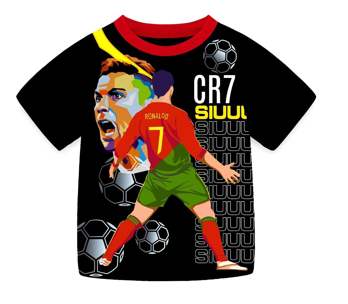 Комплект піжамний TONGQUD Ronaldo для хлопчиків, літній, бавовняний, м’який, з короткими рукавами, 2 шт., фото №3