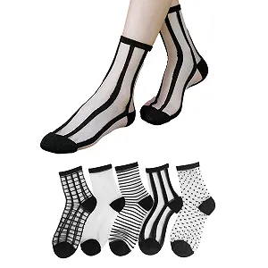 Шкарпетки Прозорі Чорні 5 пар Мереживо - Фото 1