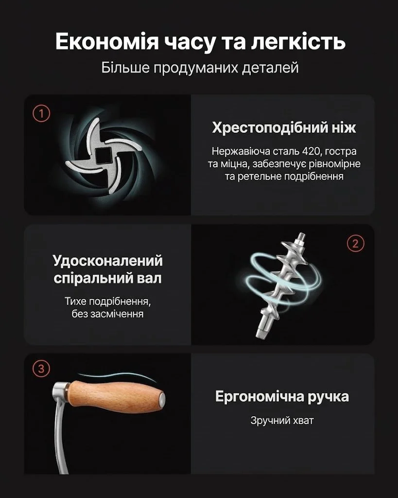 Ручна м’ясорубка VEVOR S#10 Silver, фото №7