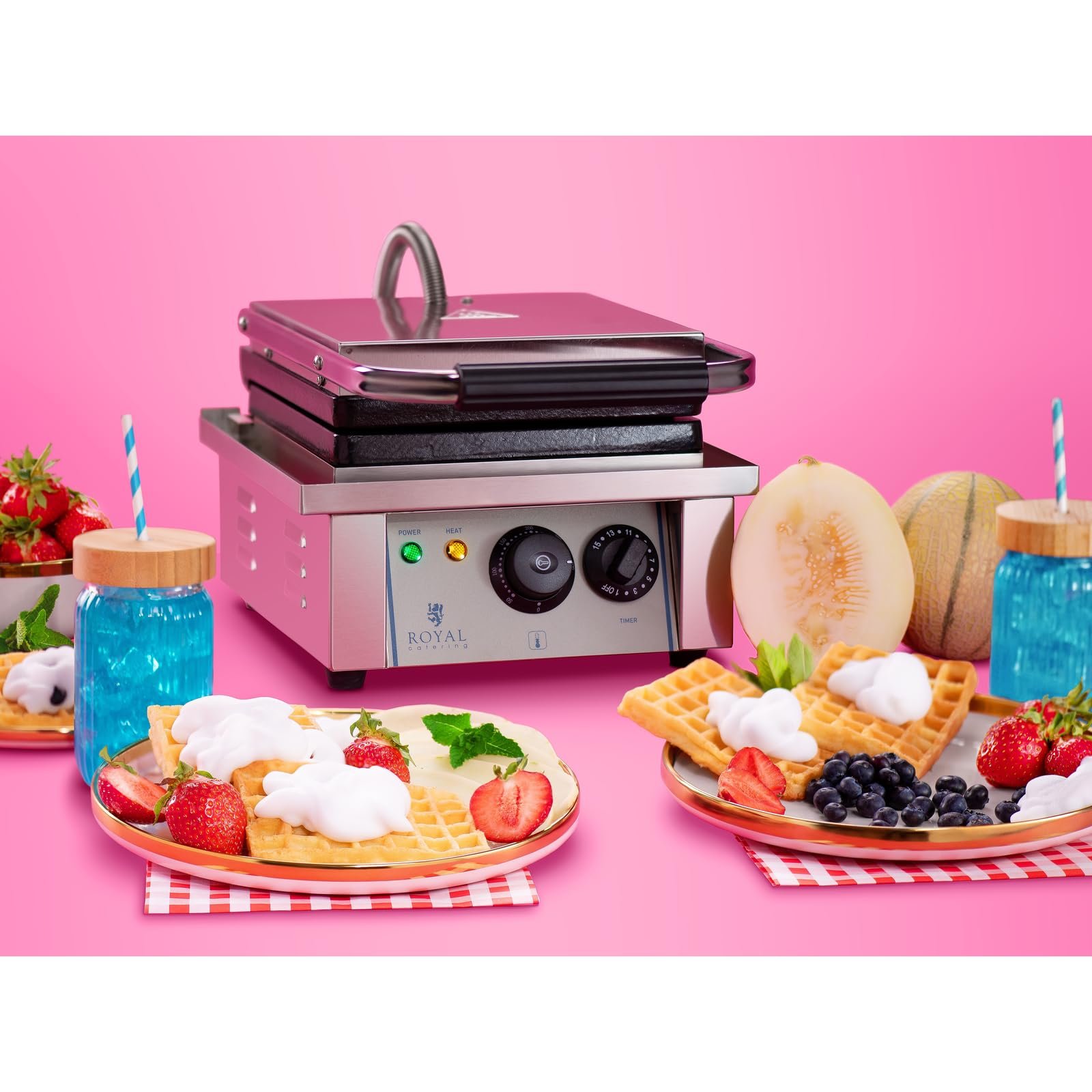 Електрична вафельниця Royal Catering RCWM-2000-E, 2 квадратні вафлі 10x17x3 см (ДxШxВ), 2000 Вт, фото №5