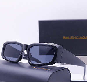 Жіночі прямокутні сонцезахисні окуляри чорні Balenciaga стильні - Фото 1