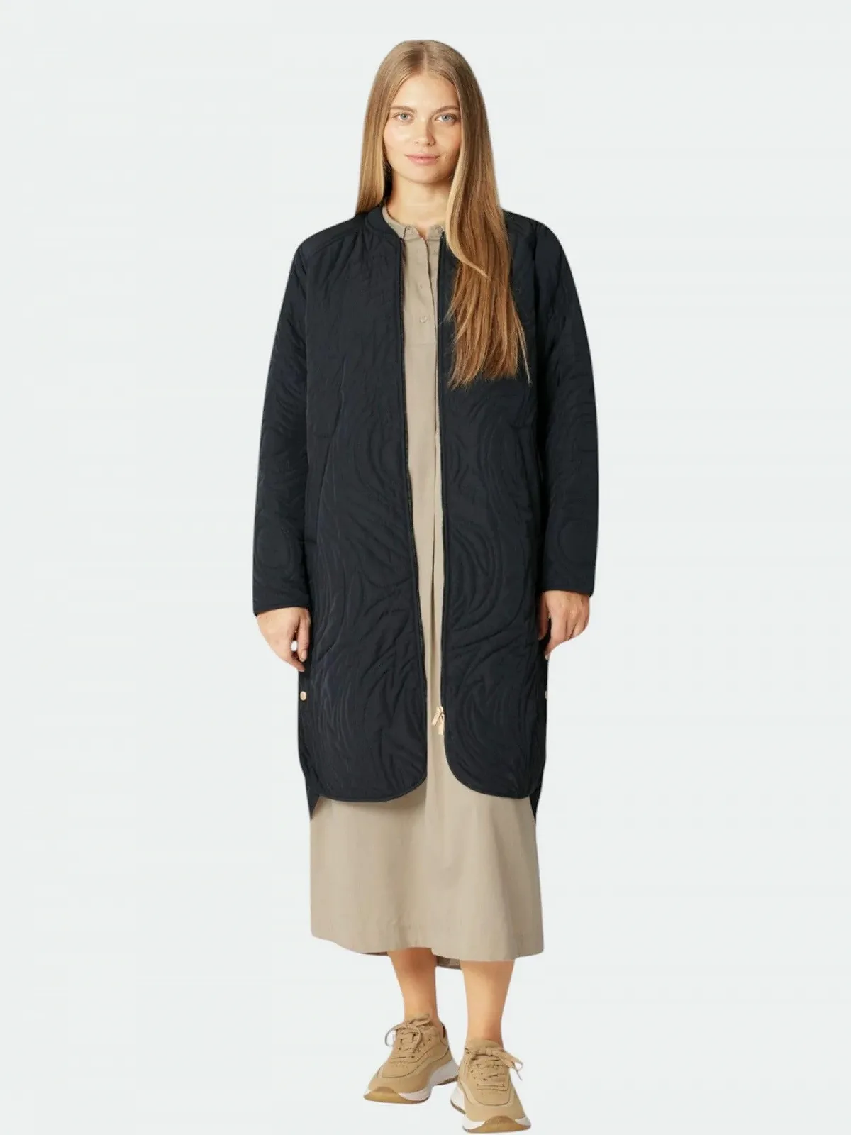 Стёганое пальто Ilse Jacobsen DUNE06 A-силуэта с боковыми разрезами и двухсторонней молнией, фото №4