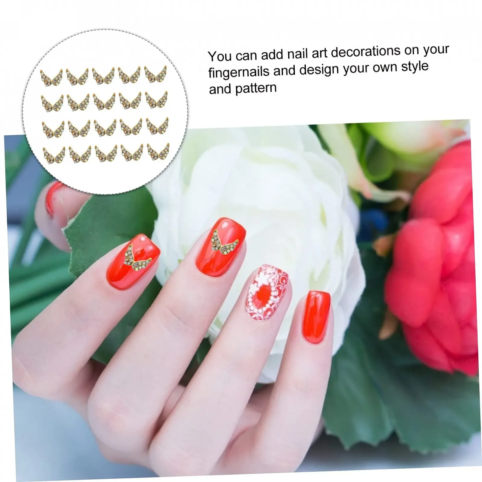 Стразы для ногтей Сердце 20шт 3D сплав, фото №9