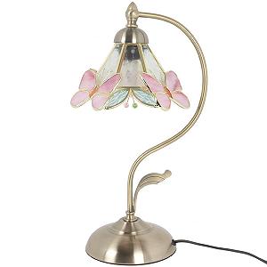 Стельовий світильник Bieye L31000 Tiffany вітражне скло метелик квітка рожевий 21.8 см - Фото 1