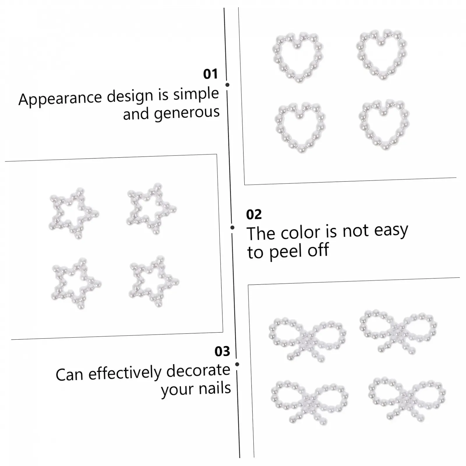 Прикраси для нігтів з перлинами Healeved Серцеподібної форми, фото №8