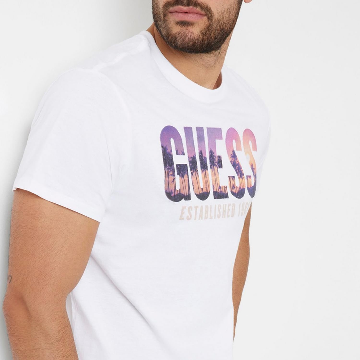 Мужская футболка Guess - City of Palms Tee - Белая - L, фото №3