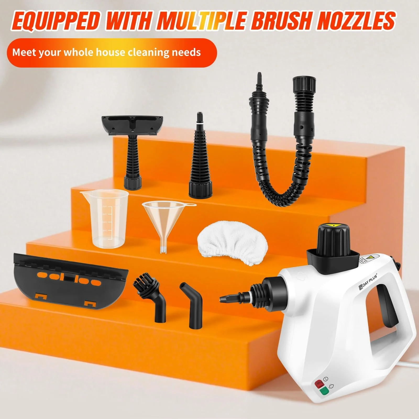 Пароочиститель ручной 1000 Вт IPX4 9 аксессуаров, фото №4