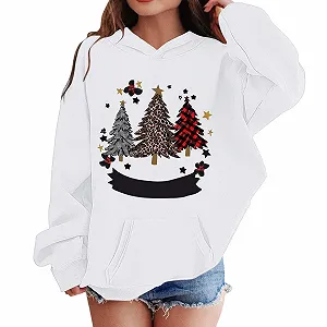 Худи Generisch Рождественский Свитер Девочка Рождественский Пуловер Худи Рождественский Длинный Рукав с Рождественским Мотивом Легкий Рождественский Наряд Удобный Рождественский Костюм - Фото 1