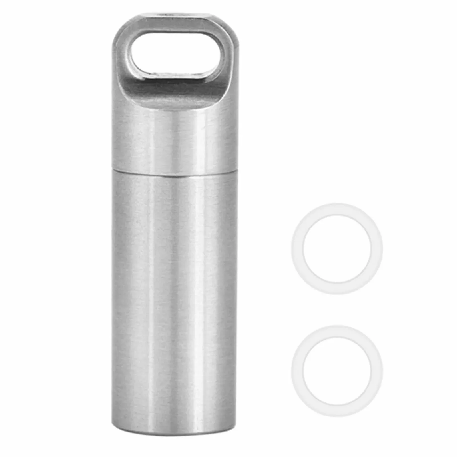 Держатель для таблеток-брелок, бутылка для выживания, водонепроницаемый контейнер для лекарств из нержавеющей стали для кемпинга (M), фото №1