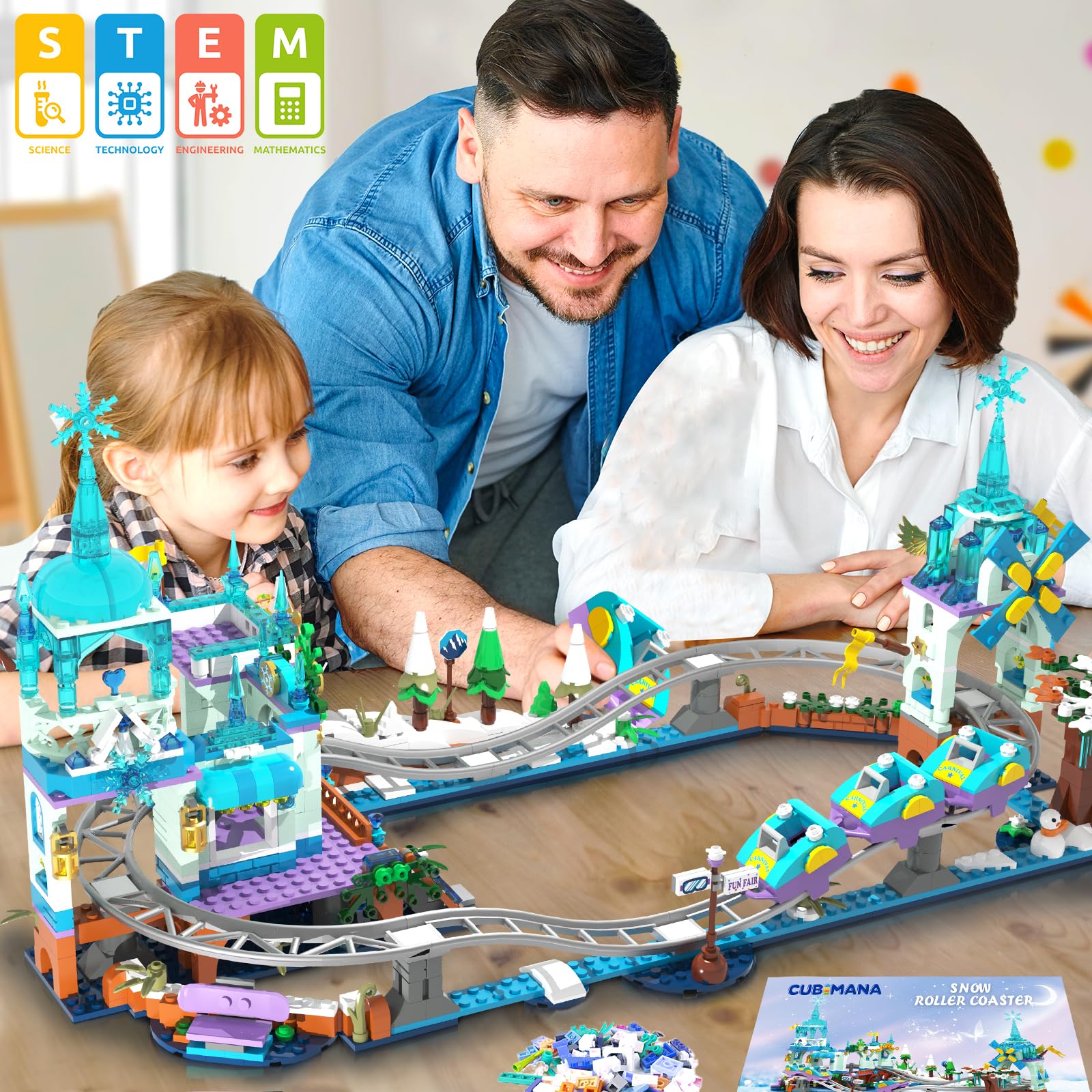 Конструктор CUBIMANA Frozen Roller Coaster с LED-подсветкой 837 деталей, фото №3
