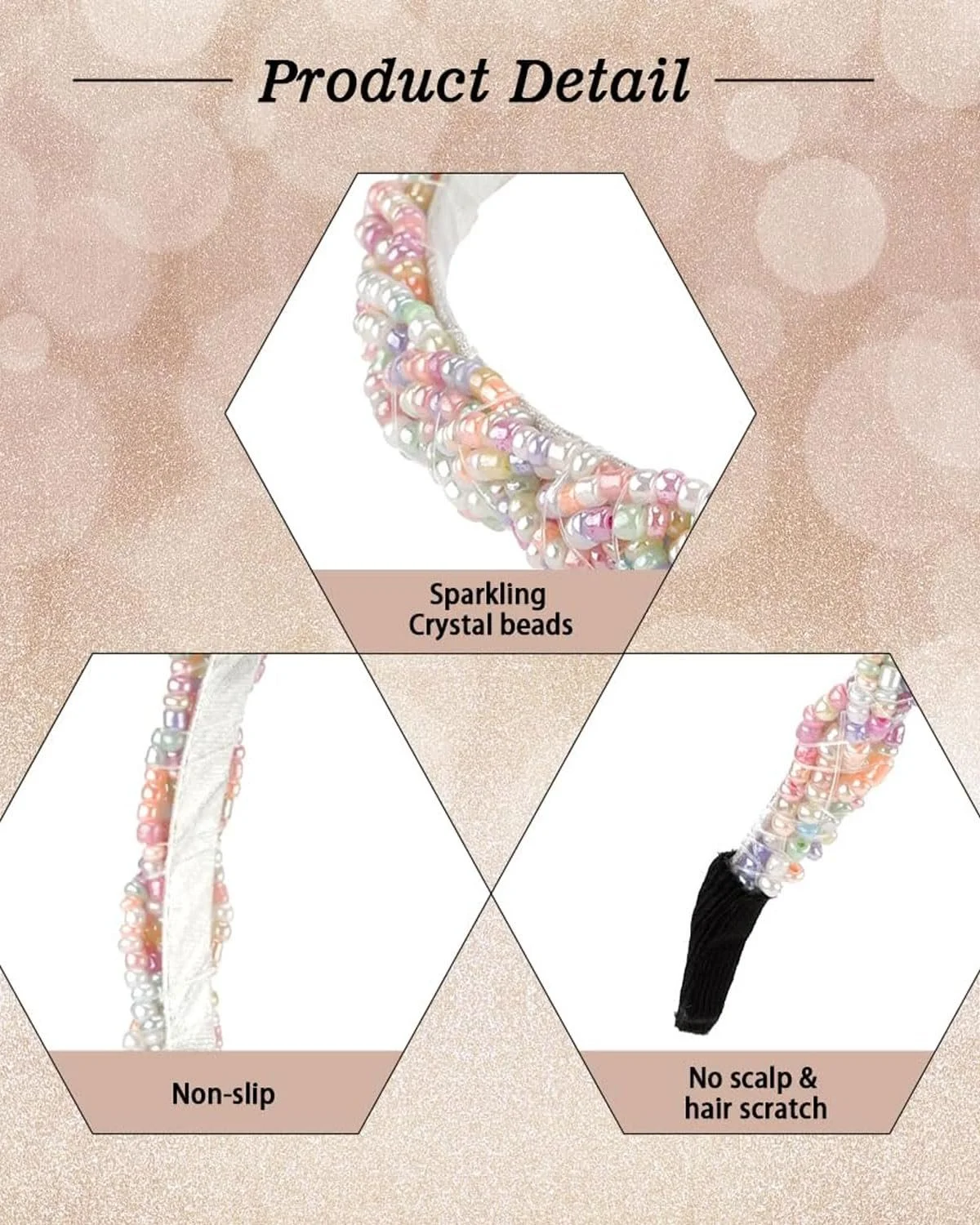 Обруч на голову В'язана з перлами 3 шт, фото №3 Обруч на голову В'язана з перлами 3 шт, фото №3