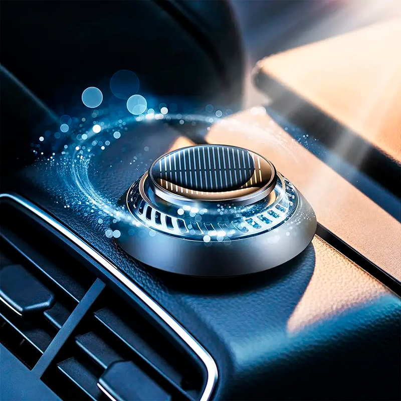 Автомобильный ароматизатор на солнечных батареях с вращающимися диском свежесть, фото №1