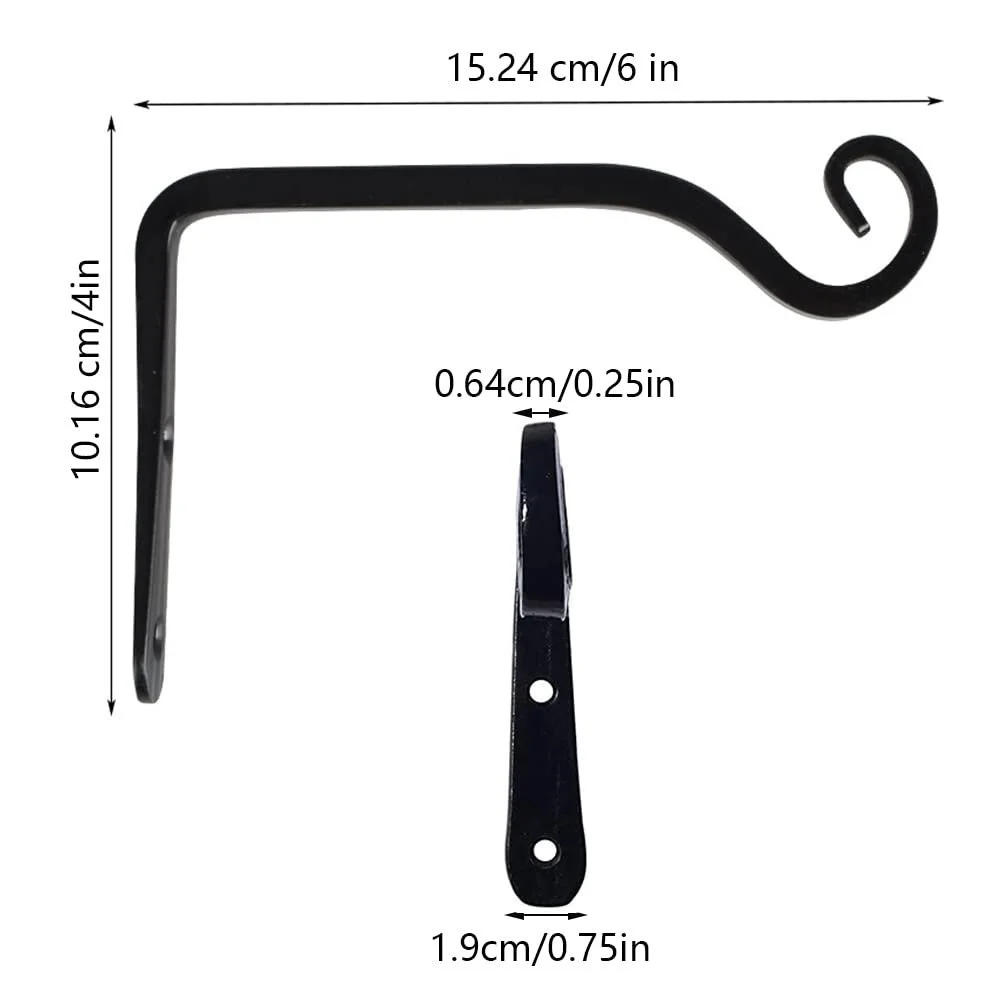 Настінні кронштейни для рослин Залізні гачки Чорні Набір з 2 шт., фото №3 Настінні кронштейни для рослин Залізні гачки Чорні Набір з 2 шт., фото №3